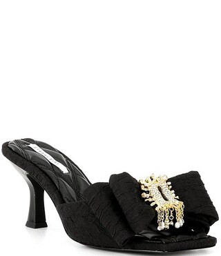 Gianni Bini Peeka Rhinestone Keyhole Ornament Bow Dress Slide Sandals | Dillard's | Dillard's