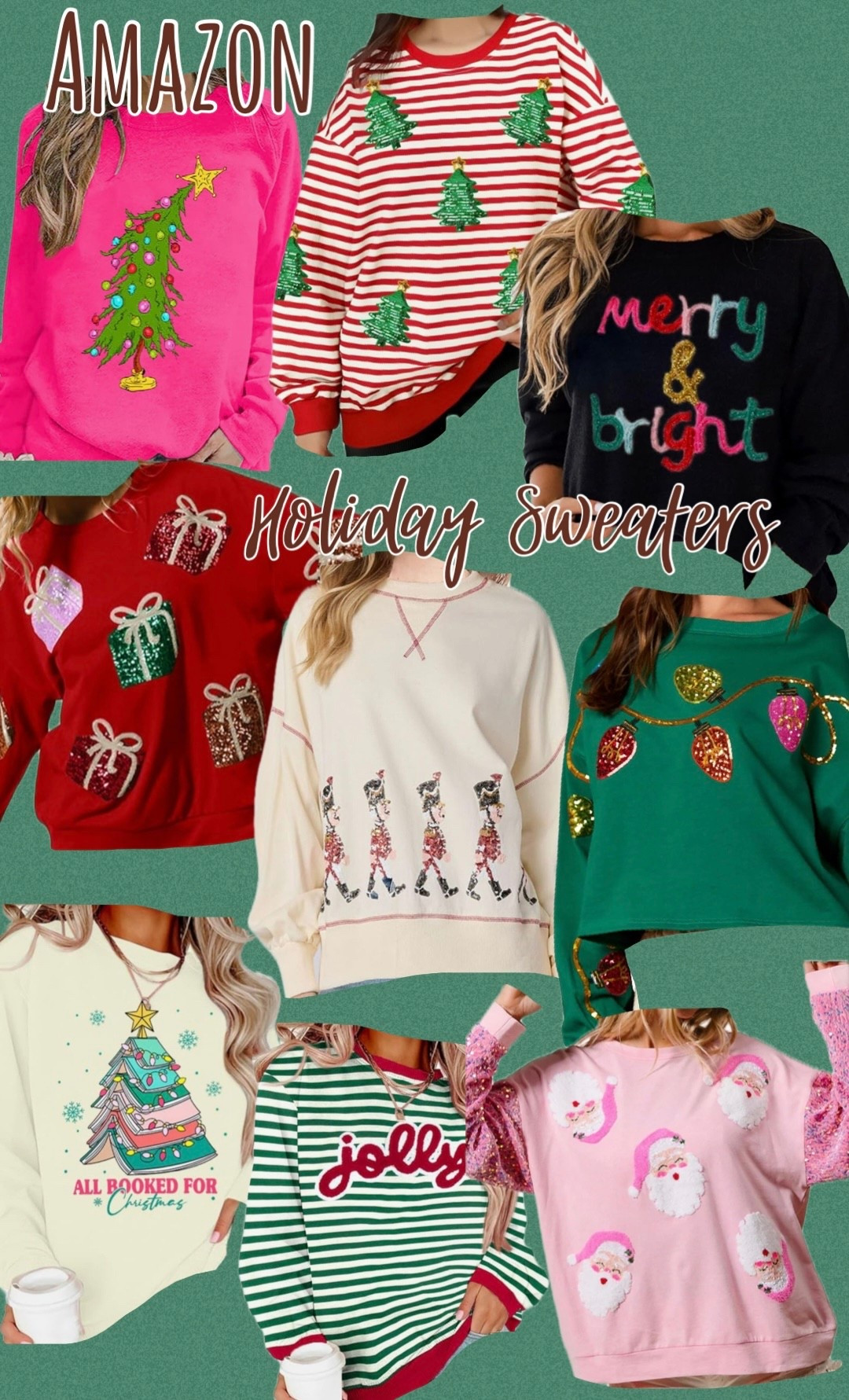 Amazon holiday pullovers and sweaters 🎄🩷 🎅🏼 

#LTKSeasonal #LTKHoliday
