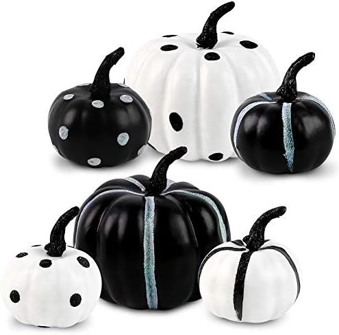 Amazon.com: DomeStar Halloween Artificial Pumpkins, 6PCS 2 Sizes Faux Pumpkins Fall Decor Pumpkin... | Amazon (US)