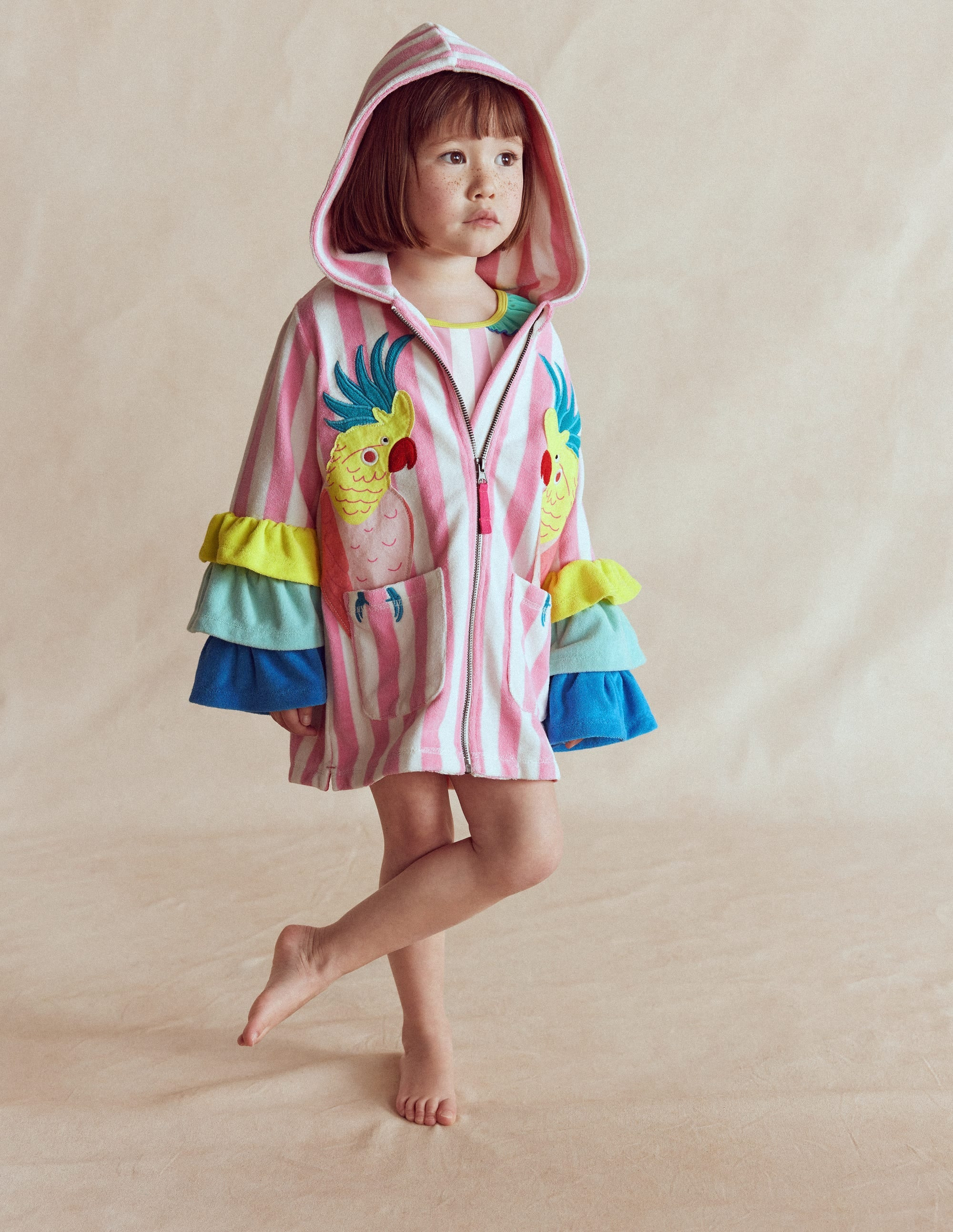 Fun Romie Towelling Zip-Up-Sorbet Pink Turtles | Boden (US)