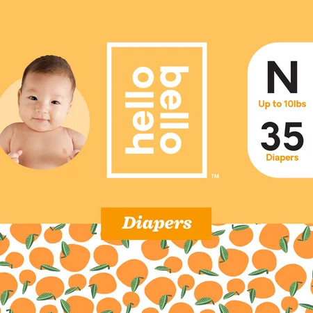 Hello Bello Diapers Jumbo Pack - Sweet Oranges - Size N (35ct) | Walmart (US)