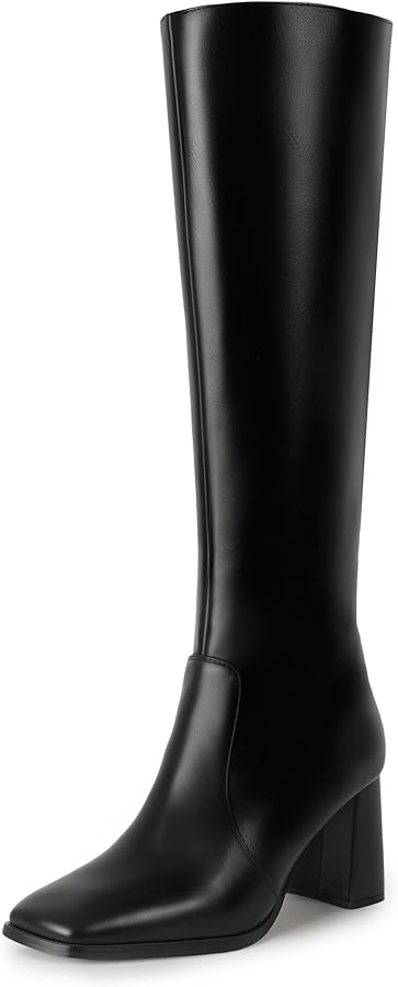 IDIFU IN3 Knee High Boots for Women Square Toe GoGo Chunky High Heeled Tall Long Fall Boot with S... | Amazon (US)