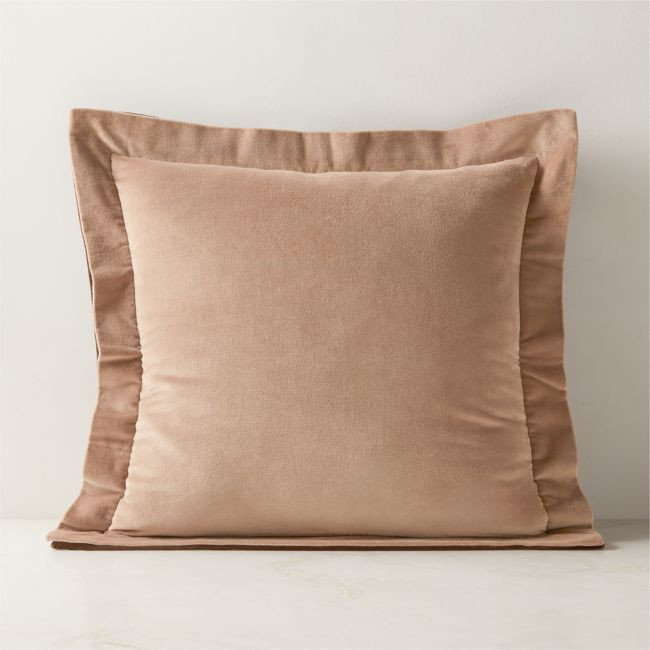 Evie Tawny Brown Velvet Reversible Throw Pillow Cover 20""x20 | CB2