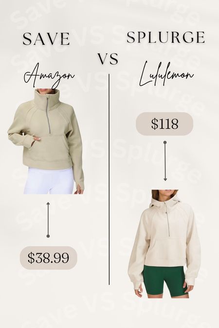 Lululemon and Amazon Save vs splurge / Amazon fashion finds / Amazon workout wear / half zip up hoodie from Amazon / athelisure wear 

#LTKtravel #LTKfit #LTKsalealert