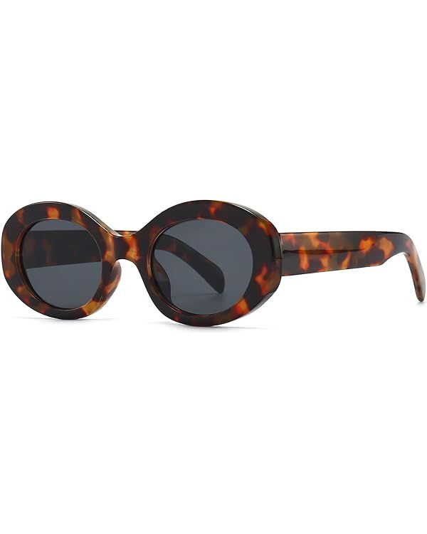 AIEYEZO Modern Oval Sunglasses Thick Chunky Frame Sun Glasses for Women Men Vintage Retro Oval Sh... | Amazon (US)