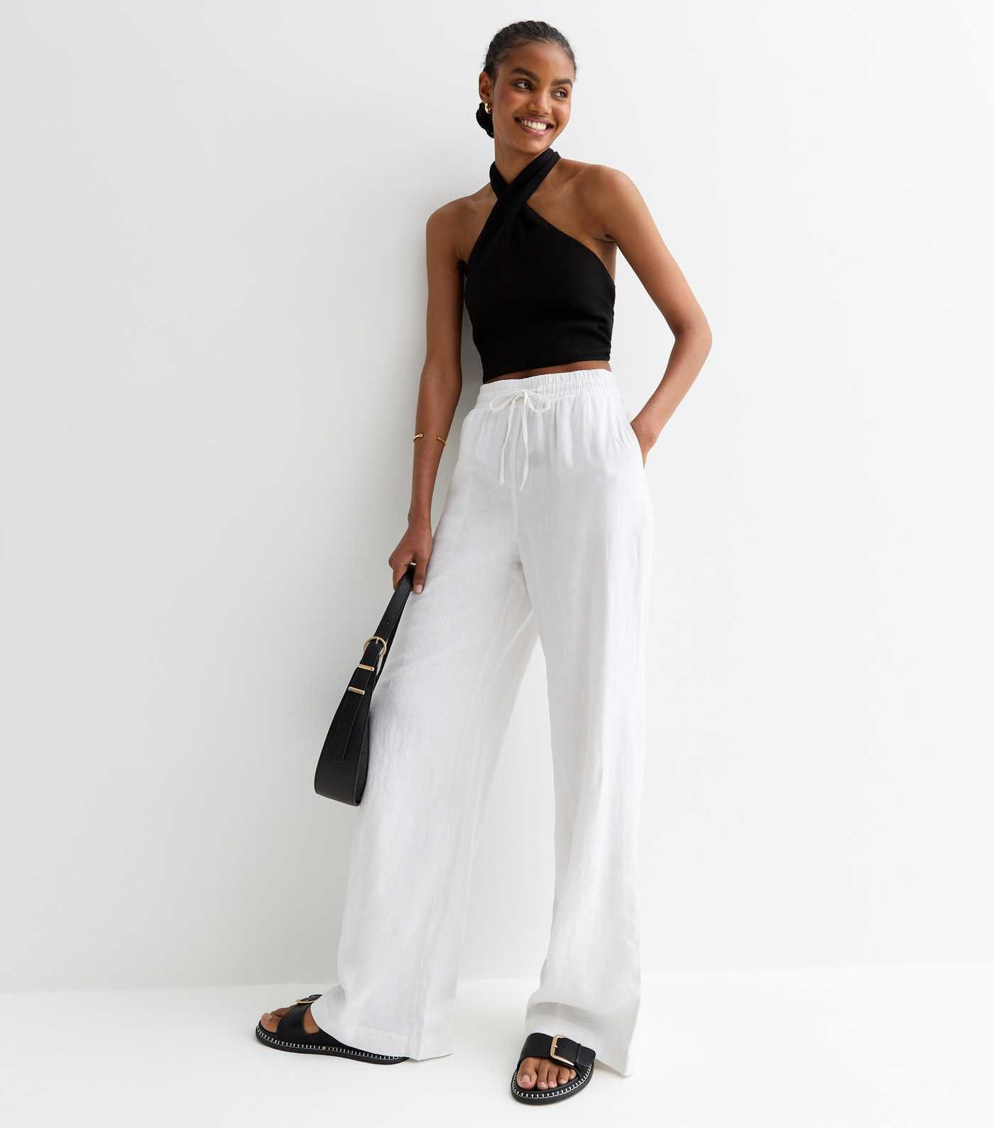 Tall White Linen-Blend Wide Leg Trousers
						
						Add to Saved Items
						Remove from Saved ... | New Look (UK)