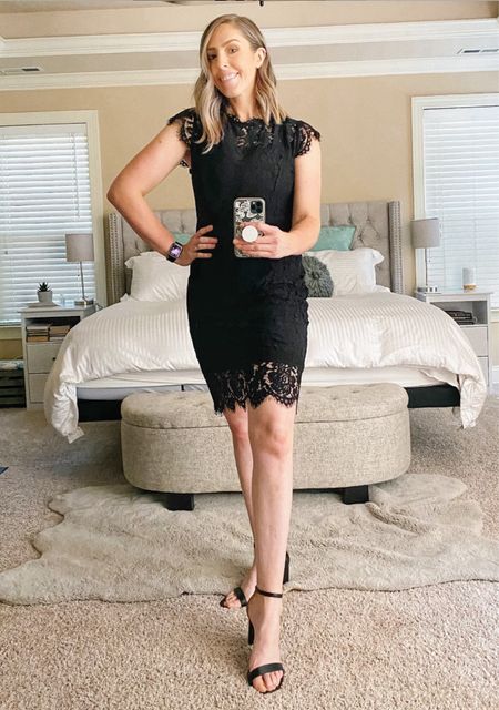 Elegant Little black dress and open toed heels found on Amazon! This is perfect for a date night, anniversary, or other evening special occasion. The dress and shoes are comfortable too! I’m 5’10” this dress is a size medium and the shoes are a women’s 11. Highly recommend.

#LBD #datenightstyle #littleblackdress #anniversarydinnerstyle #Weddinggueststyle #lacedress

#LTKmidsize #LTKfindsunder50 #LTKstyletip