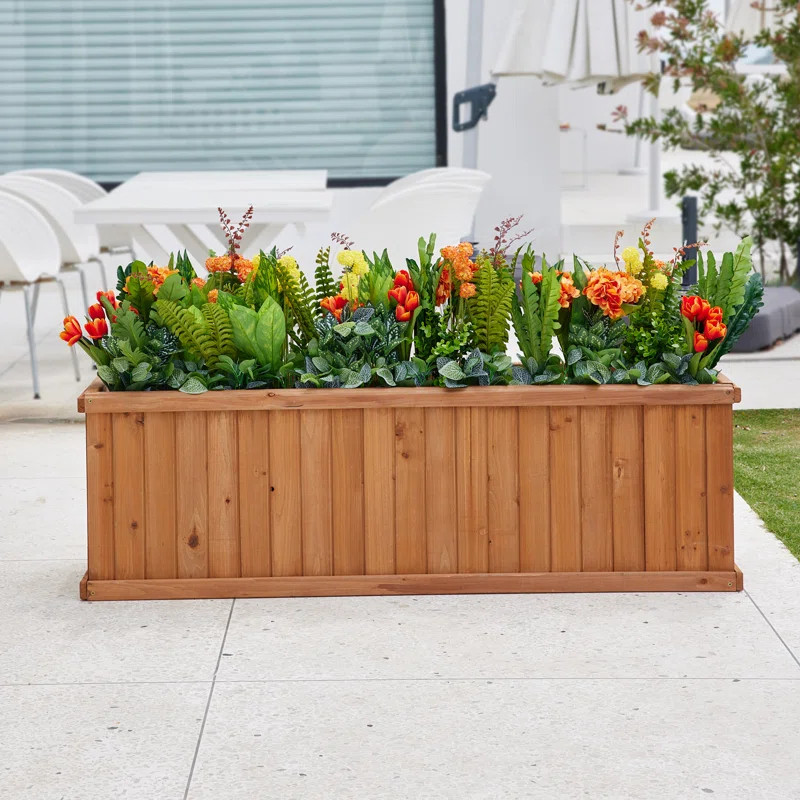 Three Posts™ Barros Outdoor Wood Planter Box New green house beauty and hope Raised Garden Bed ... | Wayfair North America