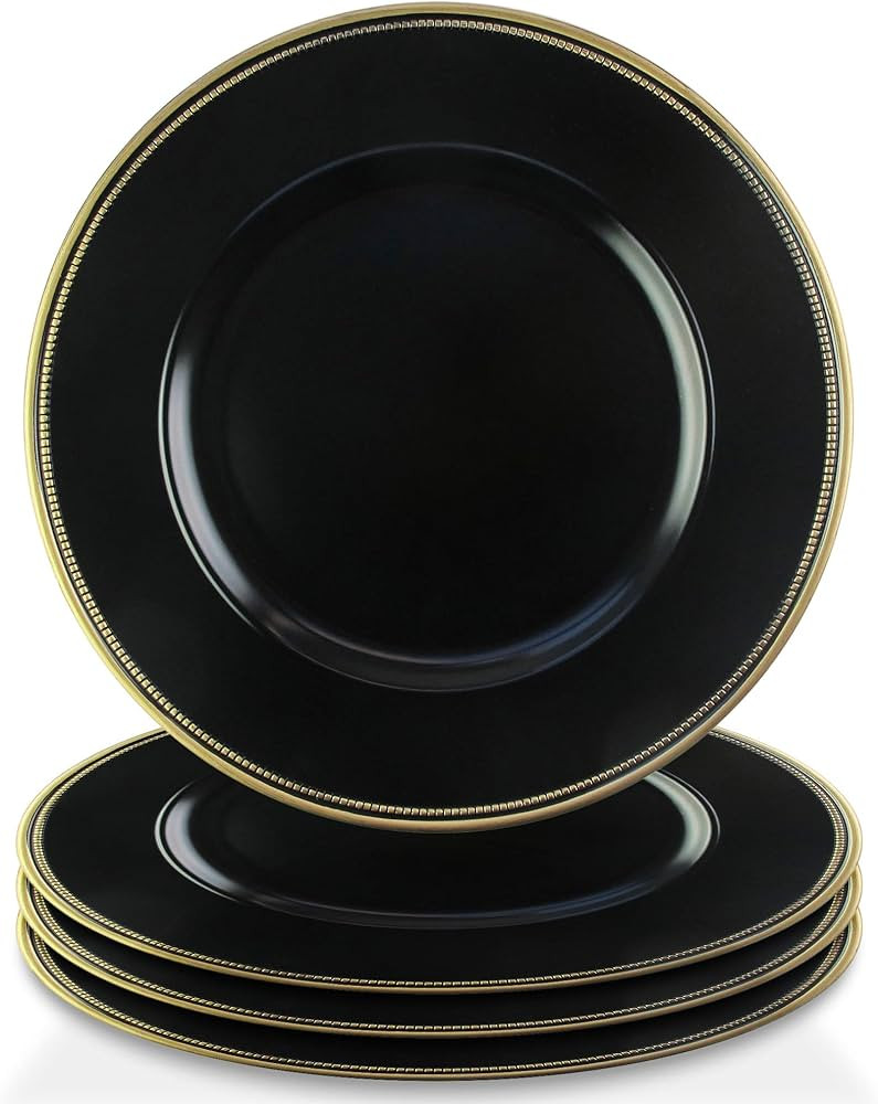 Elle Decor Beaded Charger Plate 13” Decorative Melamine Service Plate for Home, Dining, Perfect... | Amazon (US)