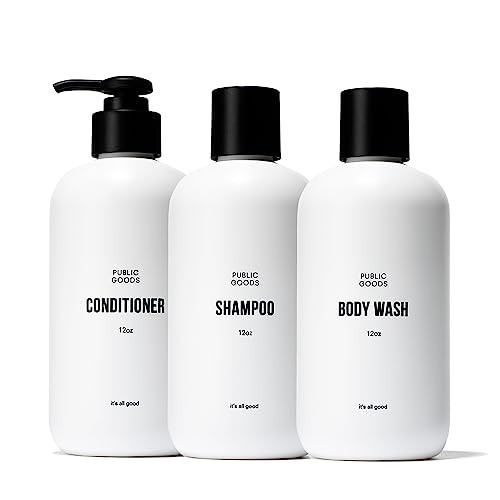 Public Goods Shower Essentials for Men and Women | Natural Shampoo, Conditioner & Body Wash | Made with Organic Essential Oils | Sulfate & Paraben Free | Vegan Friendly | 12 Fl Oz Bottles | Amazon (US)