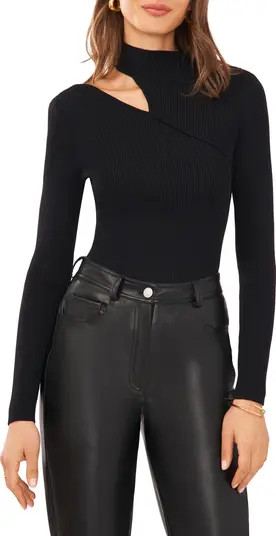 Shoulder Cutout Rib Mock Neck Sweater | Nordstrom