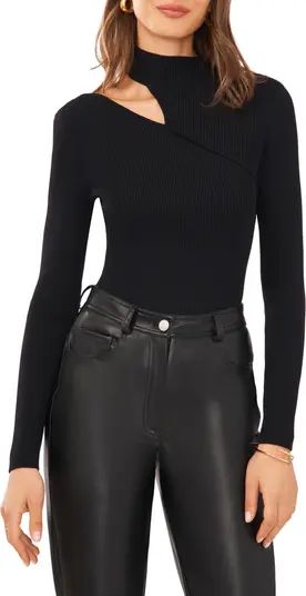 Shoulder Cutout Rib Mock Neck Sweater | Nordstrom