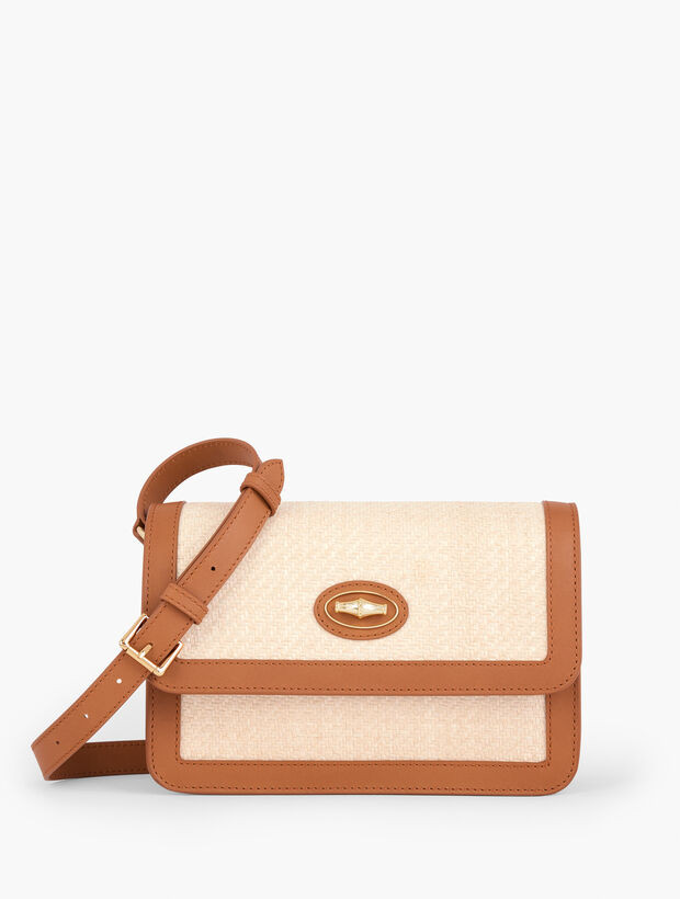Leather Raffia Crossbody Bag | Talbots