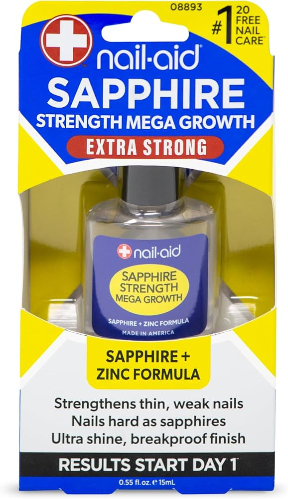 Nail-Aid Sapphire Strengthener & Mega Growth Treatment - Clear, 0.55 Fl Oz | Amazon (US)