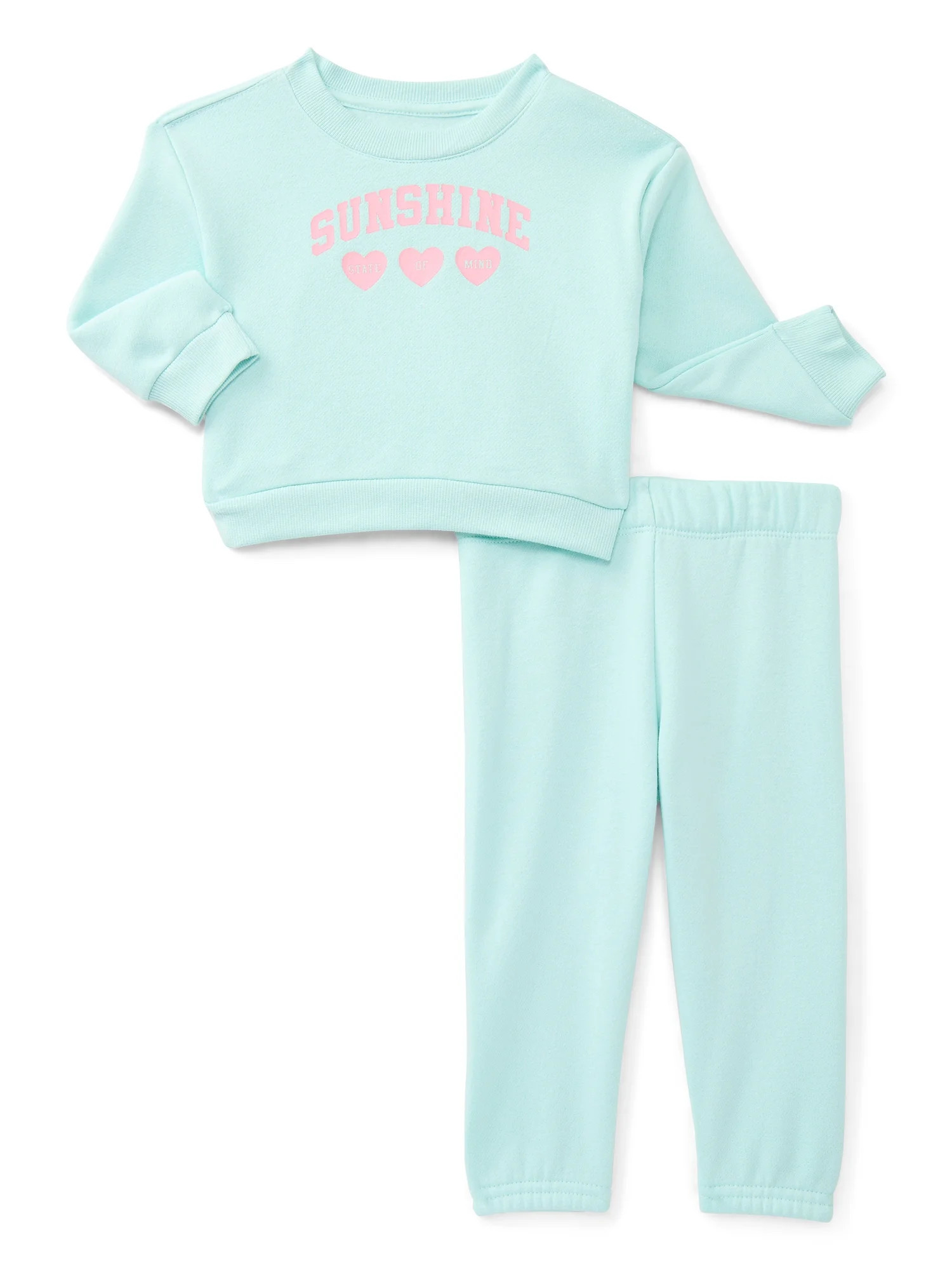 Wonder Nation Baby Girl Fleece Top & Pant, 2-piece Outfit Set, Sizes 6-24 Months | Walmart (US)