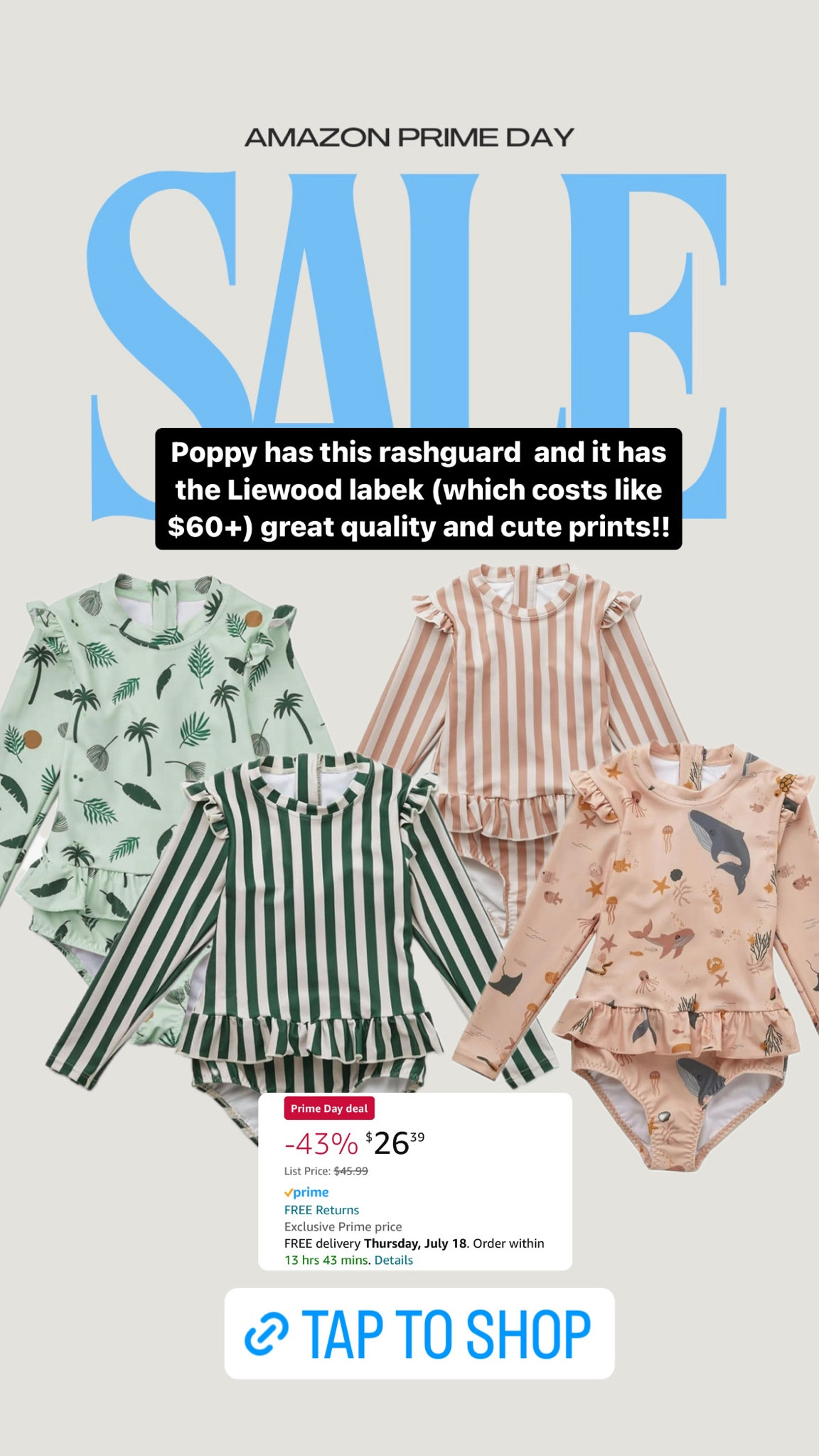 Amazon prime day toddler girl swimsuit 

#LTKBaby #LTKFindsUnder50 #LTKKids