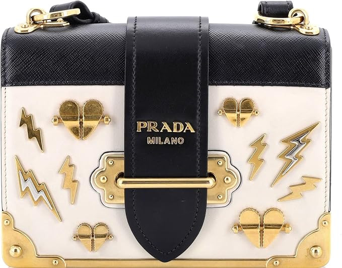 Amazon.com: Prada, Pre-Loved Cahier Crossbody Bag Embellished Leather Small, White : Amazon Luxur... | Amazon (US)