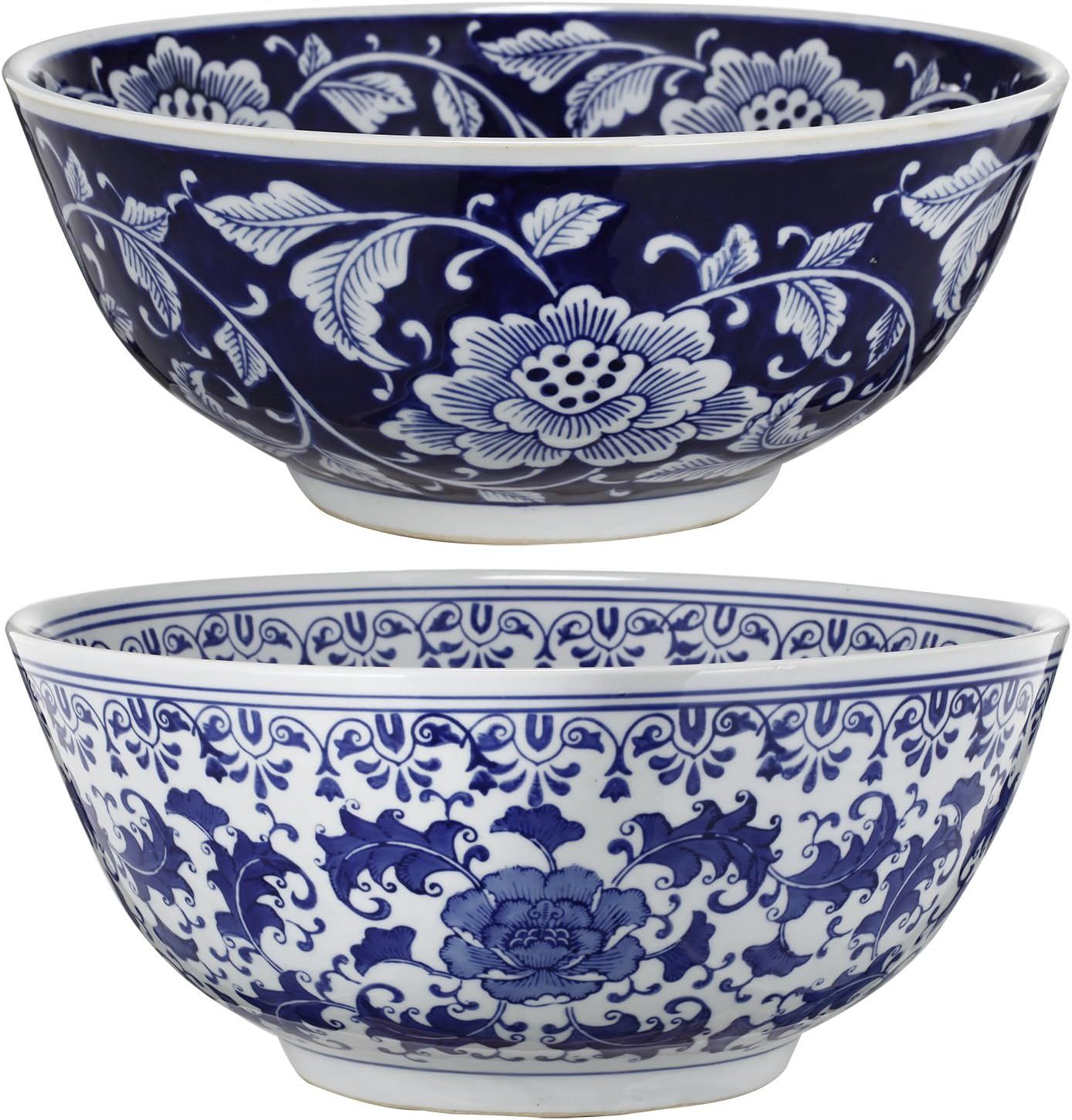 A&B Home Floral Blue & White Porcelain Decorative Bowl Ceramic Soup Bowl Set of 2 Fruit Bowl Chin... | Amazon (US)