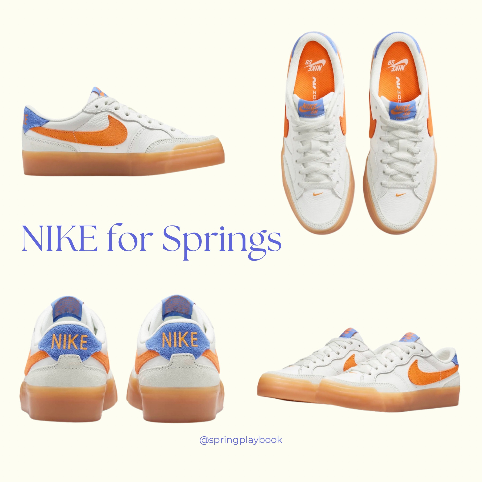 Nike for Springs! Orange & Periwinkle with gum soles! 

#LTKstyletip #LTKFind #LTKshoecrush