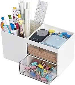 LETURE Office Desk Organizer with drawer, Office Supplies and Desk Accessories, Business Card/Pen... | Amazon (US)