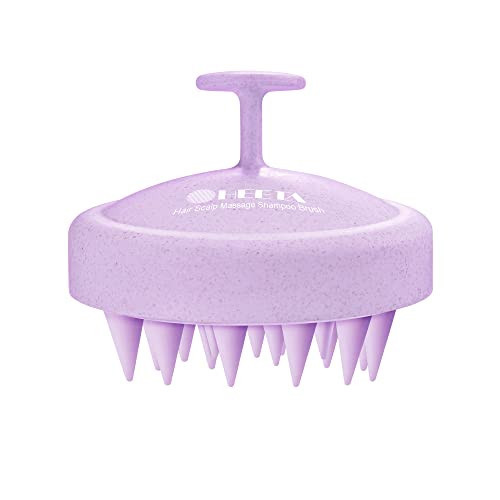HEETA Scalp Massager Hair Growth, Soft Silicone Scalp Scrubber Shampoo Brush for Exfoliation, Dandruff Removal & Head Massage Stress Relax, Wet & Dry Use for Thick, Thin Hair Care, Wheat Straw Purple | Amazon (US)