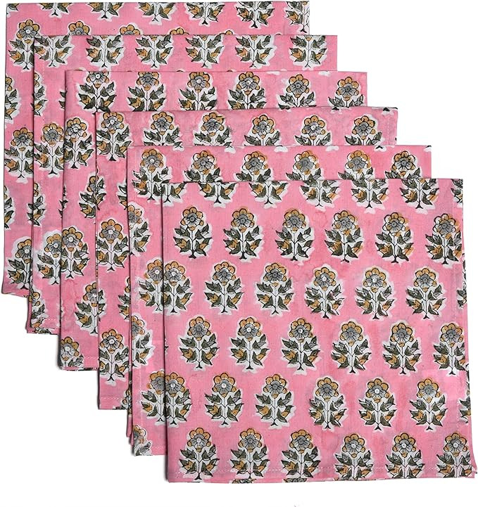 CPC Cloth Napkins Set of 6 Cotton Printed Dinner Block Print Napkins I Wedding Cocktail Cloth Flo... | Amazon (US)