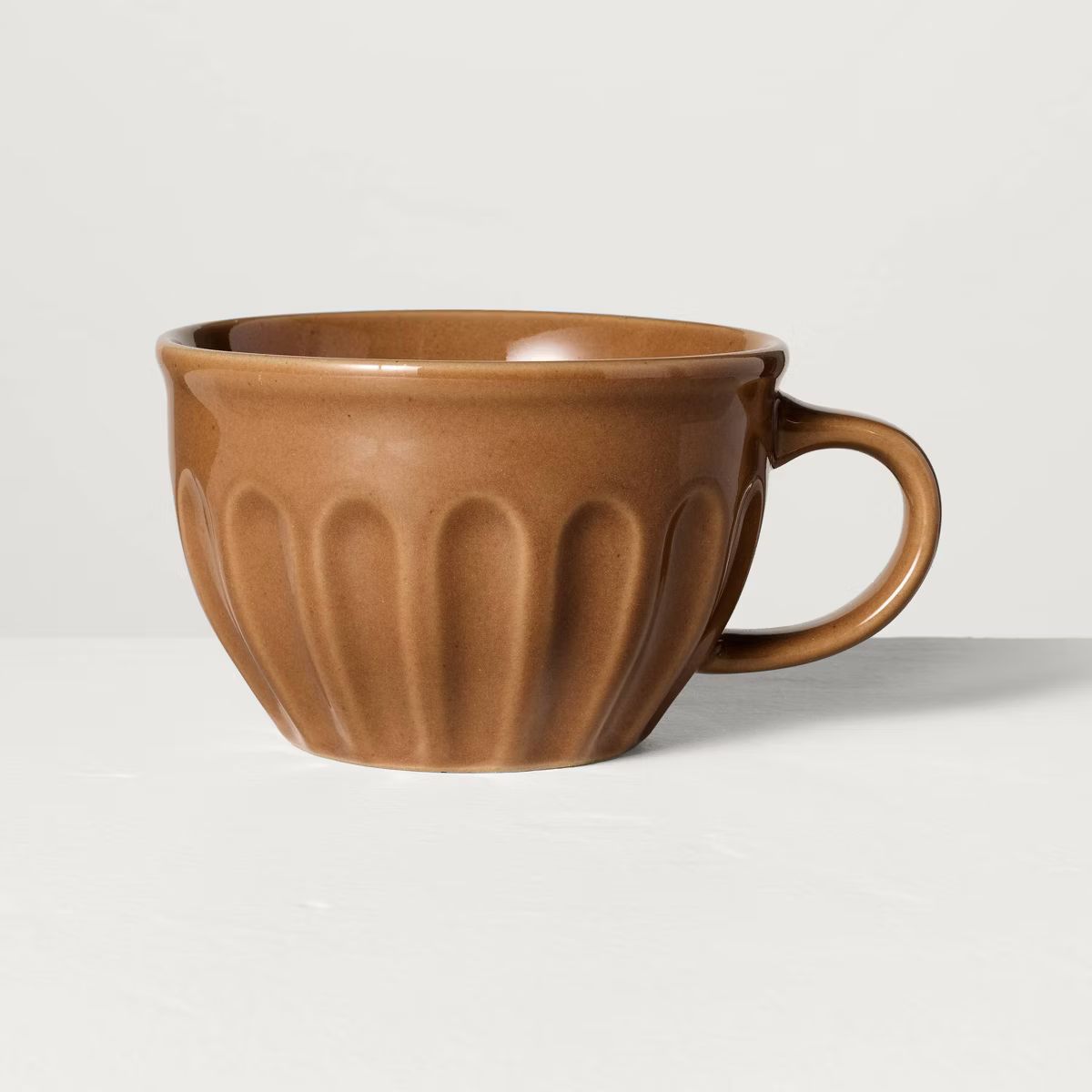 15oz Fluted Stoneware Latte Mug Pumpkin Brown - Hearth & Hand™ with Magnolia | Target