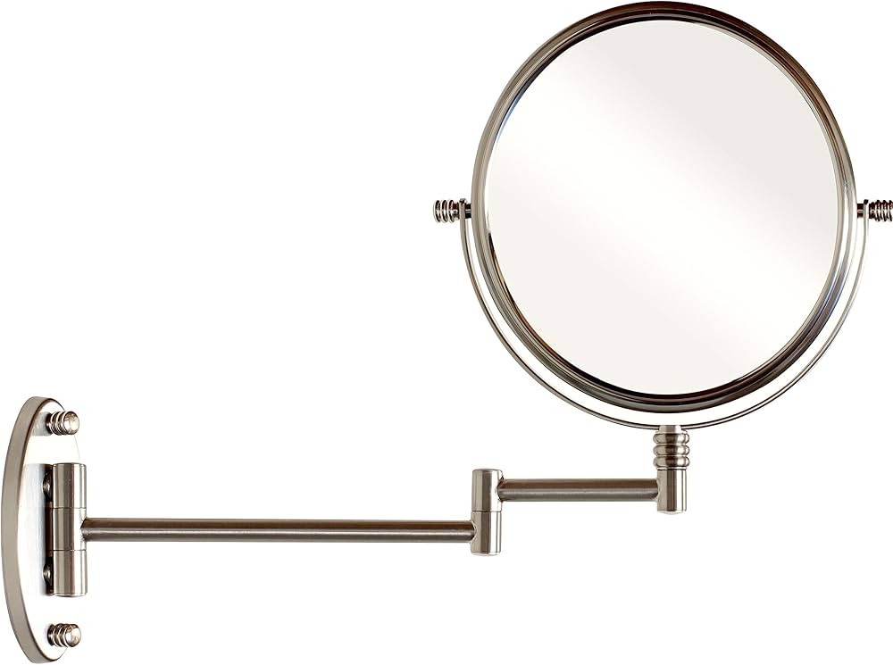 Deco Brothers Wall Mount Extendable Mirror, 8 Inch Double Sided with 7X Magnification, Nickel | Amazon (US)