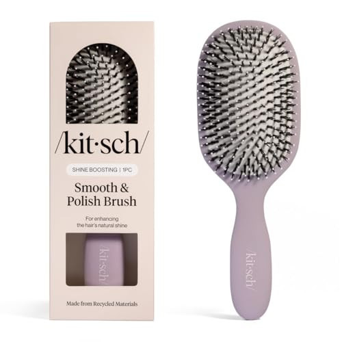 Kitsch Smooth & Polish Brush – Dual Bristle Detangler Brush, Shine & Frizz Control – Vegan Boar & Nylon Hair Brush w/Cushioned Pad for Scalp Massage – Hair Care Tool for All Hair Types - Soft Violet | Amazon (US)