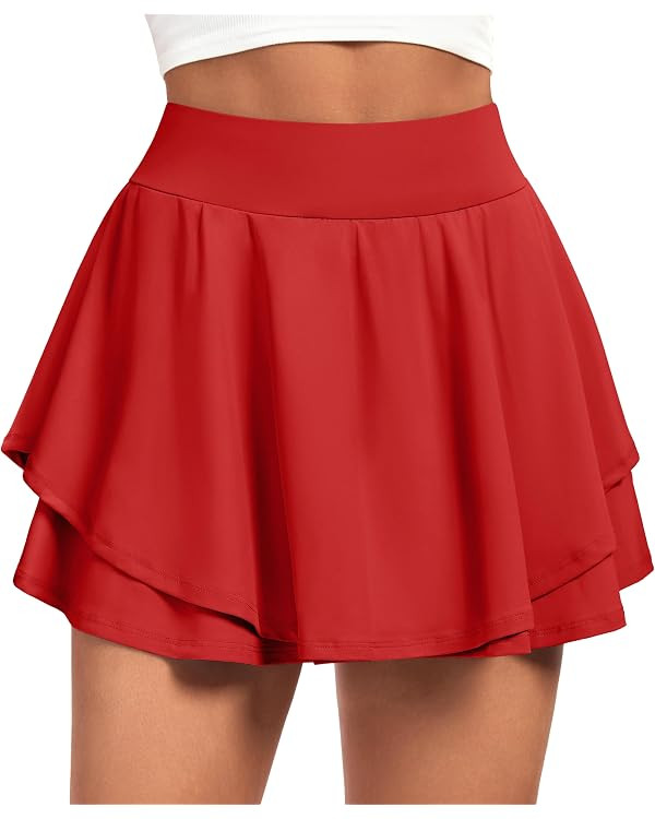 IUGA Tennis Skirt Pleated Skorts for Woman Double Ruffle Golf Skirts for Women Skort with Pockets... | Amazon (US)