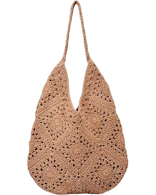 Crochet Beach Bag Beach Bags for Women Soft Summer Beach Tote Woven Purses for Summer Vacation | Amazon (US)