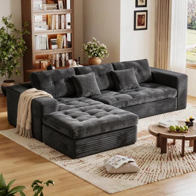 105" Cloud Modular Sectional Sofa With Ottoman, Convertible Boneless Couches With Deep Seat | Wayfair North America
