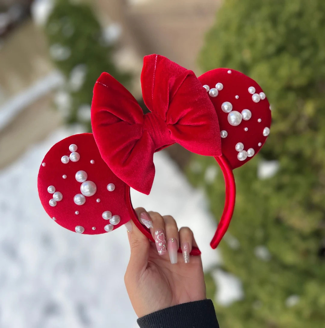 Red Velvet Mouse Ears. - Etsy | Etsy (US)