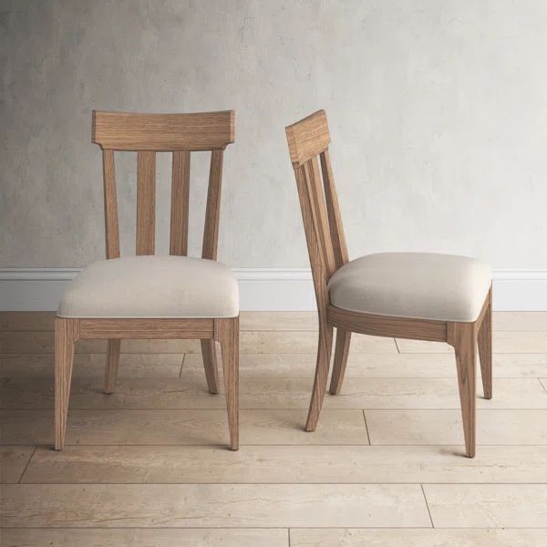 Ayla Slat Back Side Chair in Light Oak/Ivory (Set of 2) | Wayfair North America