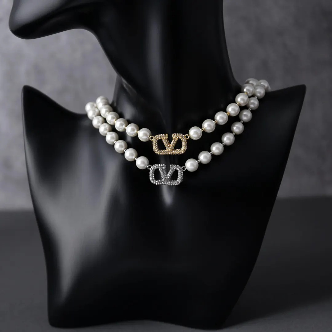 Vintage Pearl Pave Pendant Necklace, Fashion White Pearl Beaded Choker, Gold Pearl Necklace for w... | Etsy (US)