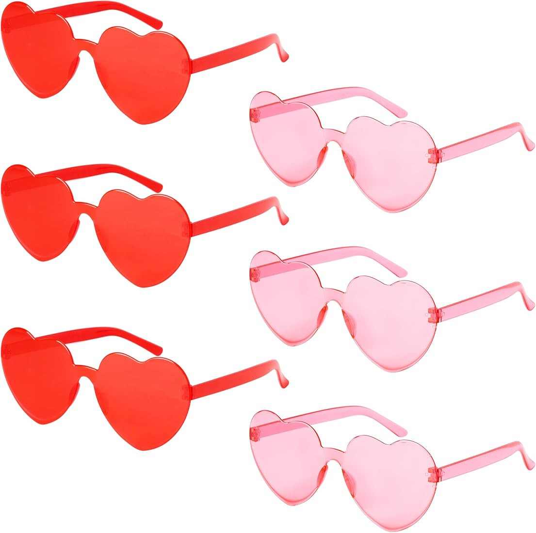 JOYIN Valentine's Day Heart Shape Glasses, Rimless Sunglasses, Stylish and Safe Eyewear in Red an... | Amazon (US)