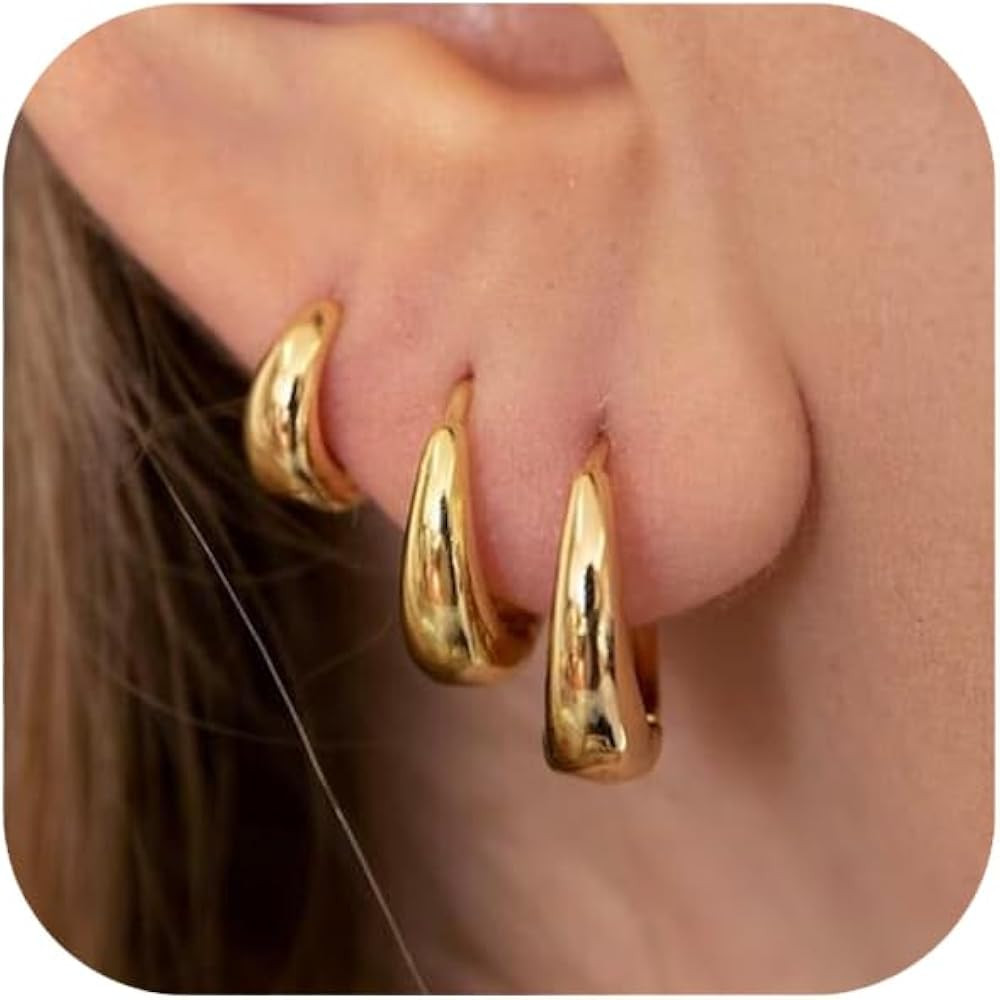 Hoop Earrings for Women 14K Gold Plated/Silver Hoops Simple Gold Knot Huggie Small Hoop Earrings ... | Amazon (US)