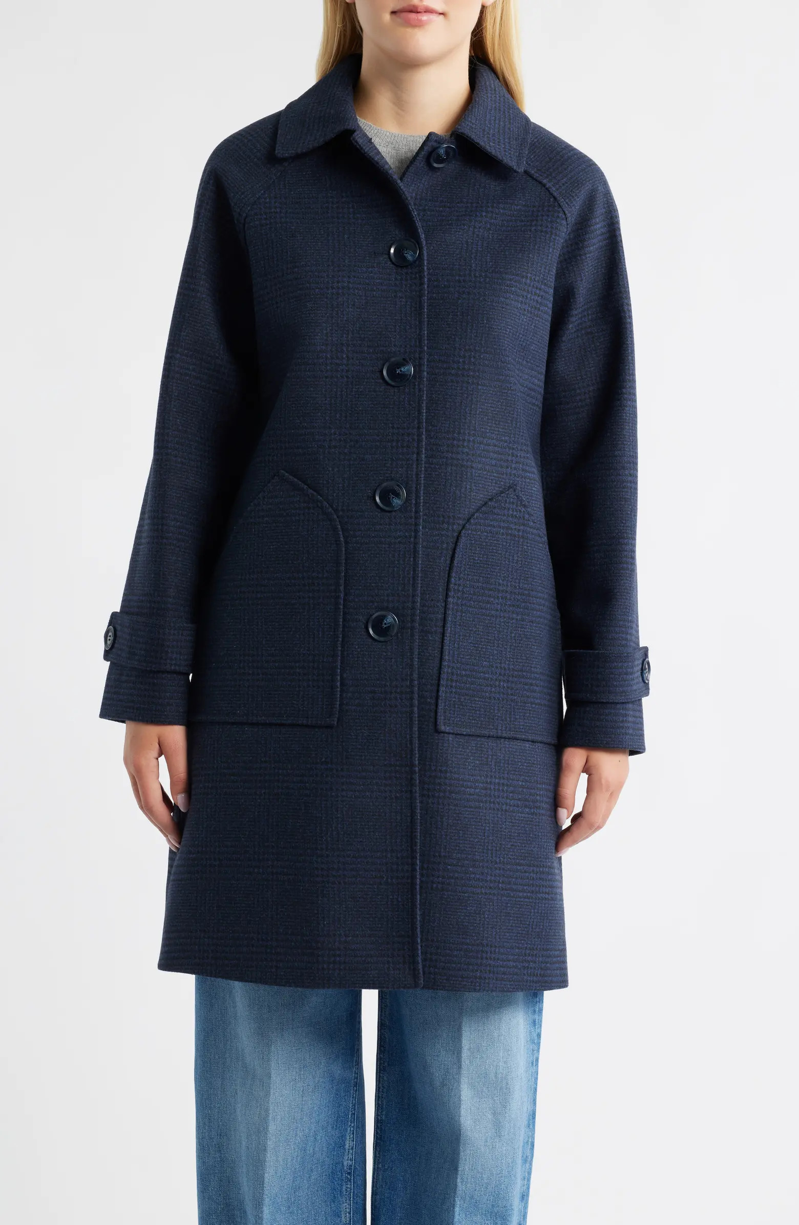 Sam Edelman Plaid Slim Balmacaan Coat | Nordstrom | Nordstrom