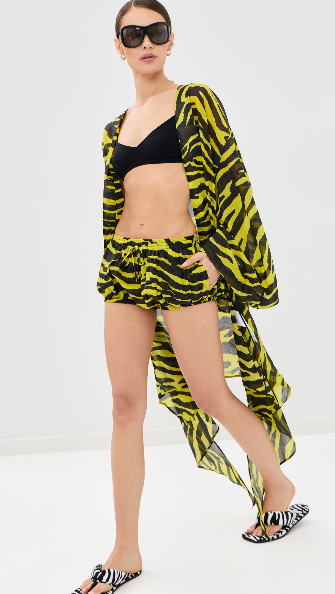The Attico Black and Yellow Coverups Shorts | Shopbop | Shopbop
