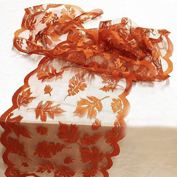 Fall Table Runner Fall Decorations for Home 13 x 72 Inch Maples Leaves Lace | Fall Decor Orange R... | Amazon (US)