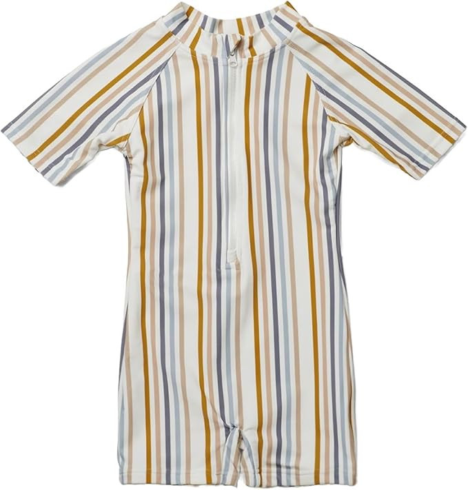 Toddler Boys One Piece Bathing Suit Zipper Rash Guard Quick Dry Swimwear Colorful Striped Swimsui... | Amazon (US)