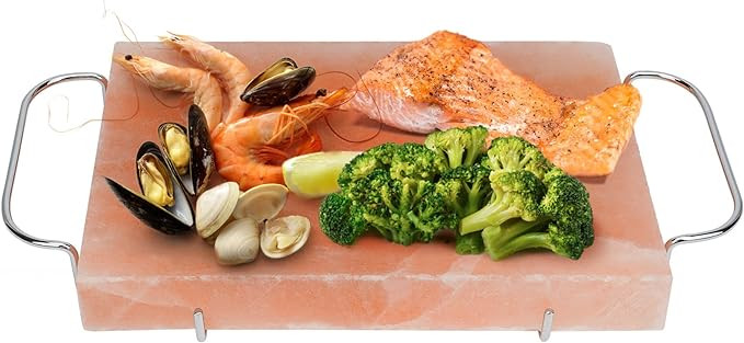 DOBADN Himalayan Salt Block Cooking Plate with Metal Support, Food Grade Rock Salt Slab Stone 12"... | Amazon (US)