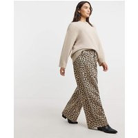 Leopard Print Denim Pleat Wide Leg Jeans | Simply Be (UK)