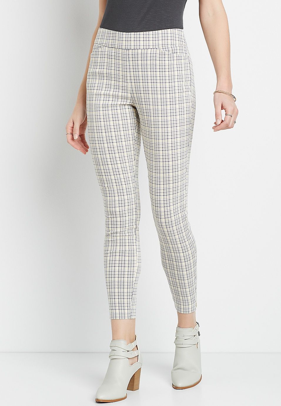 Plaid Bengaline Skinny Ankle Pant | Maurices
