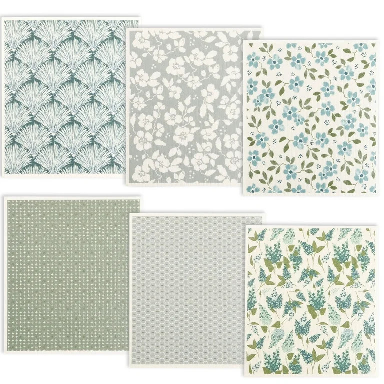 Hvxrjkn 6Pcs Swedish Dishcloths Reusable Kitchen Dish Towels Absorbent Dishcloths Washable Soft C... | Walmart (US)