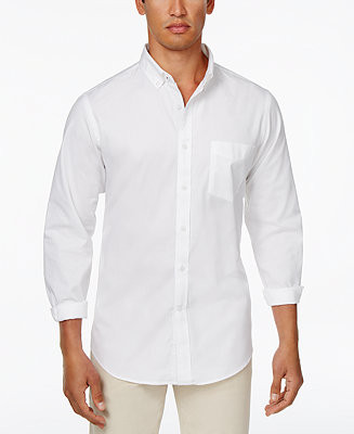 Men's Solid Stretch Oxford Cotton Shirt, Created for Macy's | Macy's