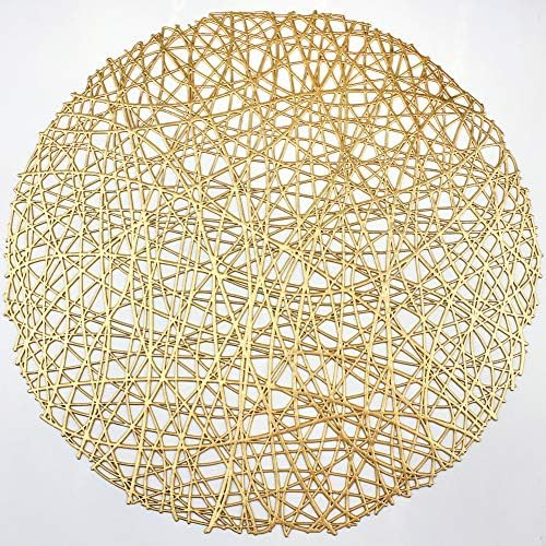 AdasBridal Gold Round Placemats for Dinner Table Set of 6 Metallic Hollow Out Line Circle Table M... | Amazon (US)