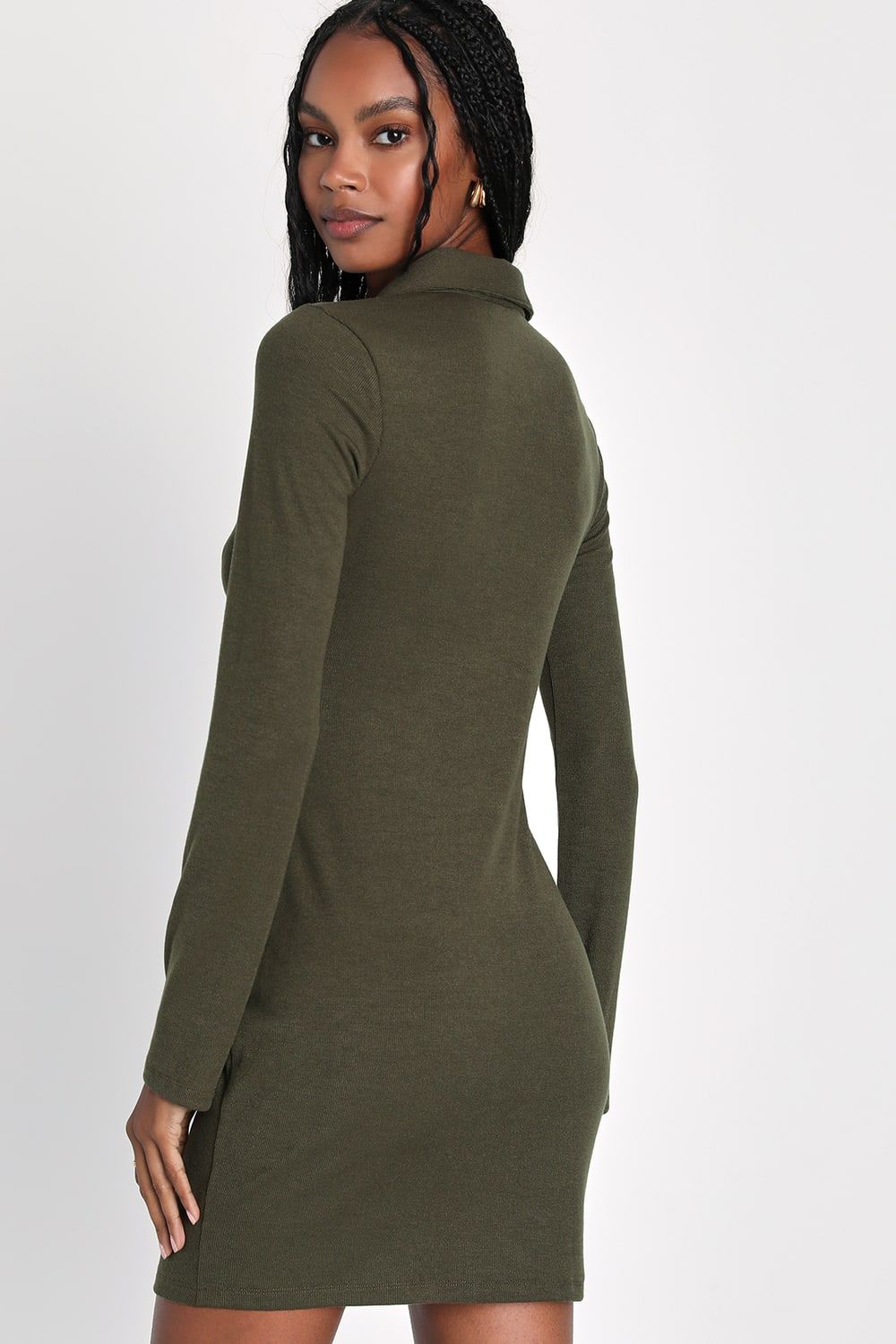 A Little Prep Olive Green Button-Up Bodycon Mini Dress | Lulus (US)