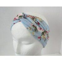 SALE Last ones Light Blue Pink Yellow Rose Print Floral Headband Turban Hair Band Hairband Stretch E | Etsy (UK)