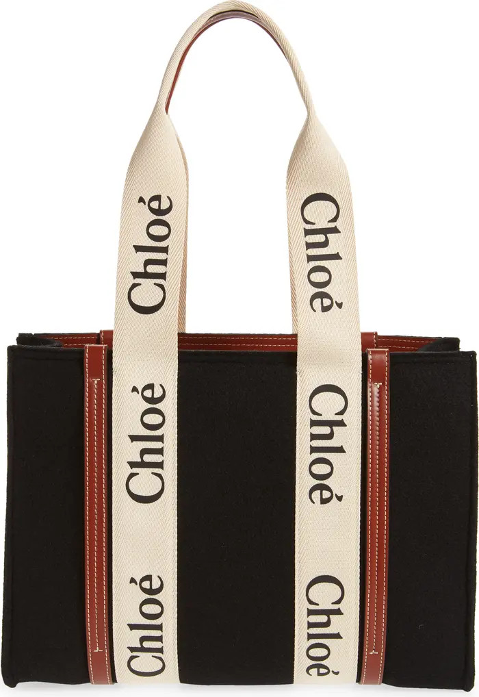 Chloé Medium Woody Logo Strap Wool Tote | Nordstrom | Nordstrom